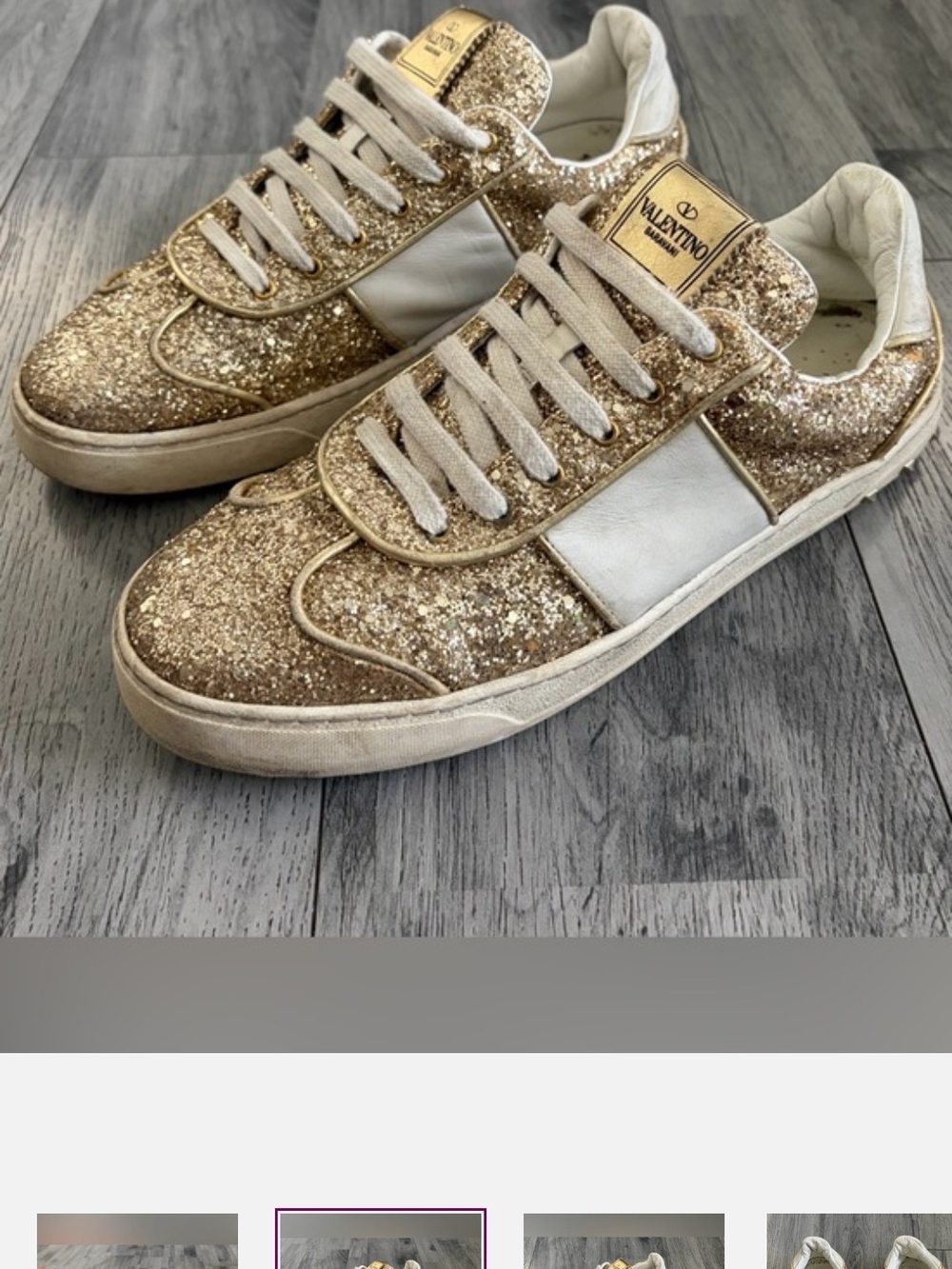 Valentino Garavani Glitter Low-Top Sneakers - Gold - Picture 2 of 11